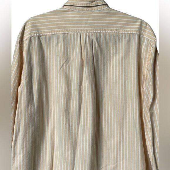L.L. Bean Men’s Peach & White Stripes Button Down Collared Shirt (Size: LG Tall) - Picture 10 of 10